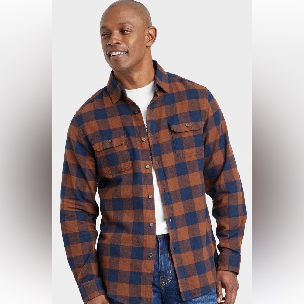 ISO: Goodfellow flannel blue and orange